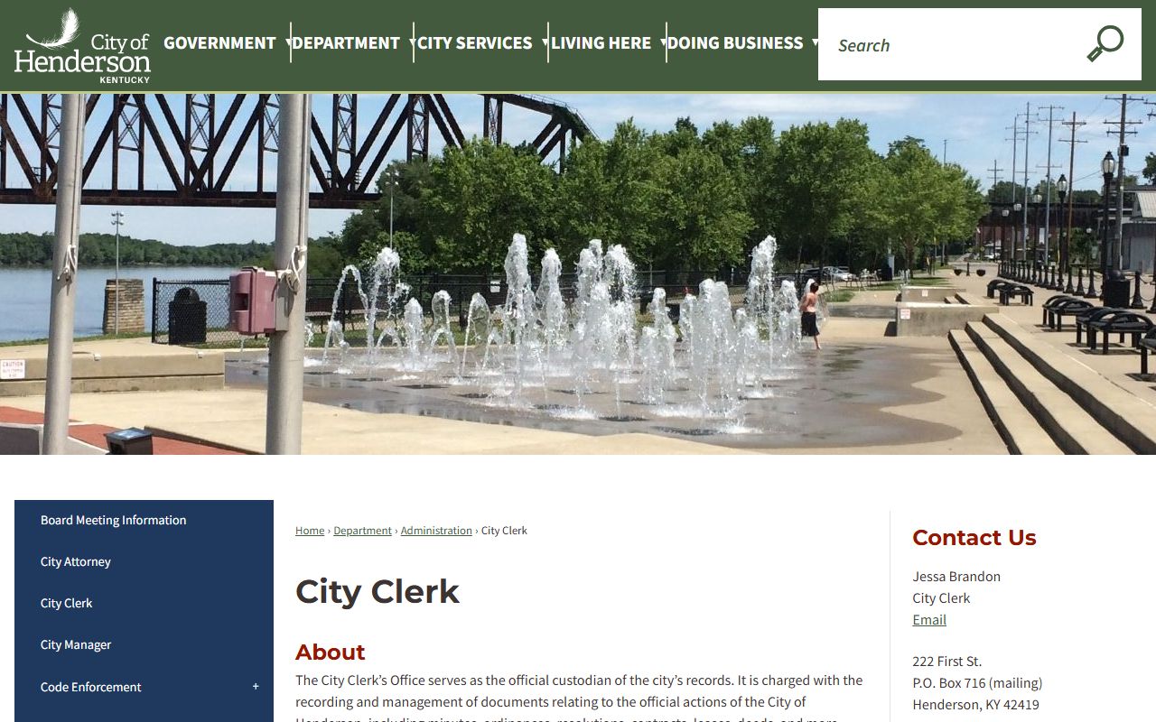 Henderson Kentucky city hall and genealogy records location