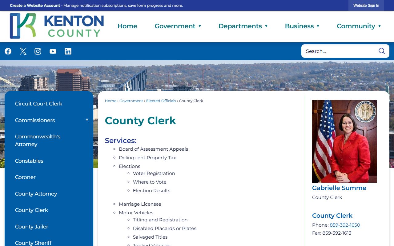 Kenton County Clerk office for Independence genealogy records