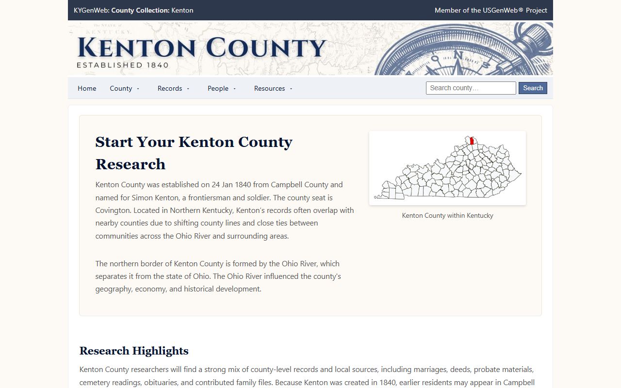 Kenton County Public Library Independence Branch genealogy research