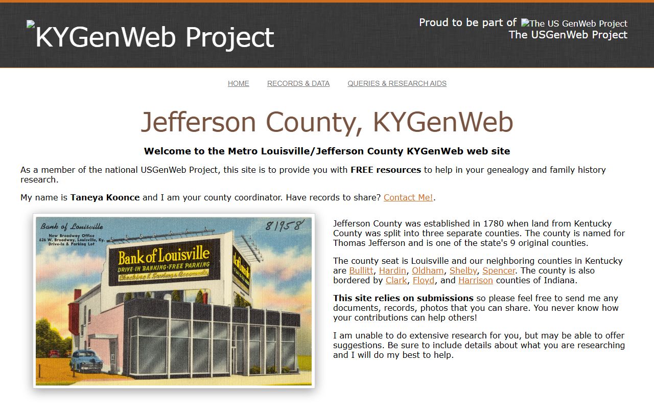 Jefferson County Clerk office for Jeffersontown genealogy records