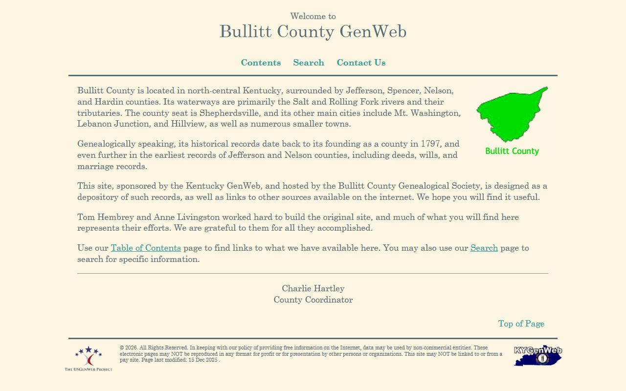 Bullitt County Clerk office for genealogy records access