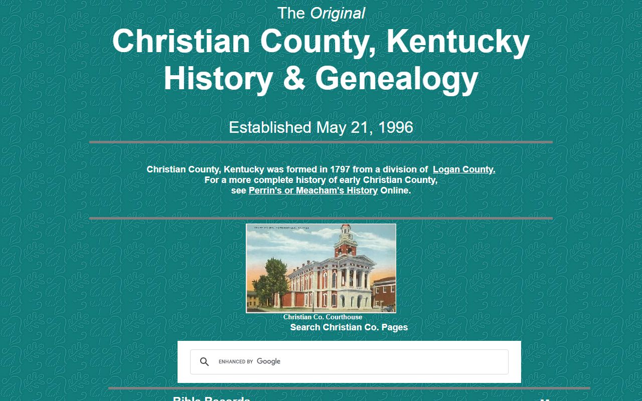 KYGenWeb Christian County genealogy website