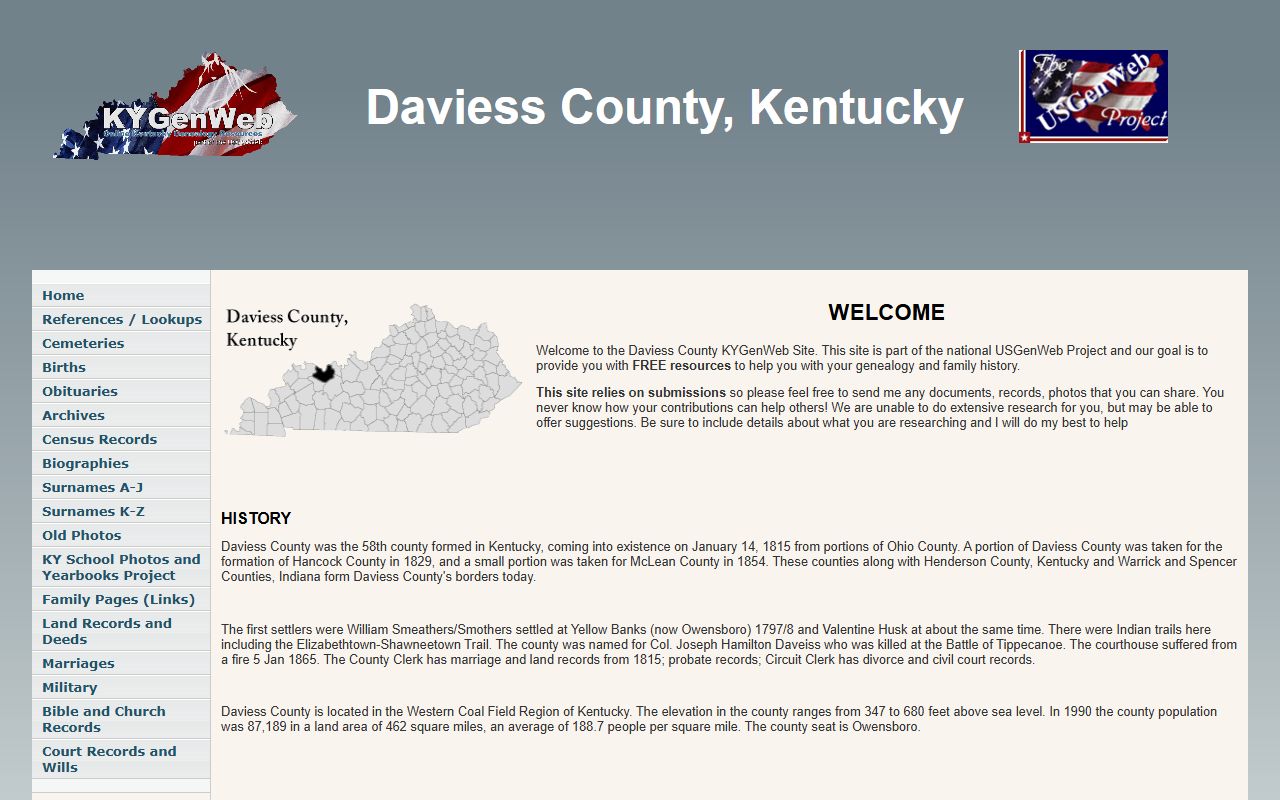 KYGenWeb Daviess County genealogy website