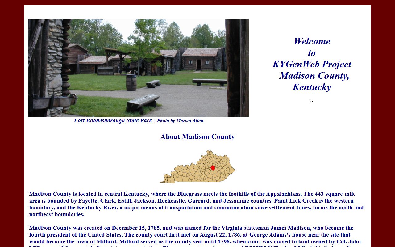 KYGenWeb Madison County genealogy website with free family history records