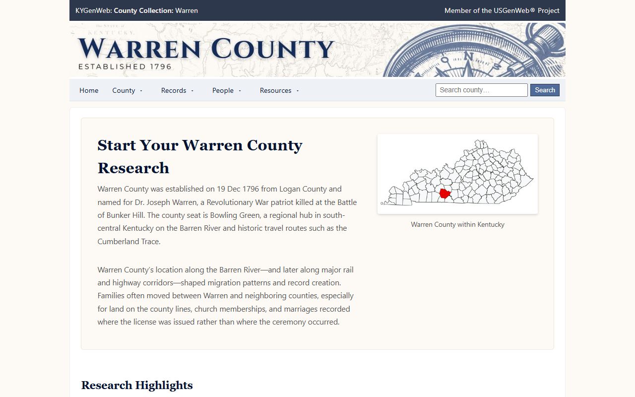 KYGenWeb Warren County genealogy website